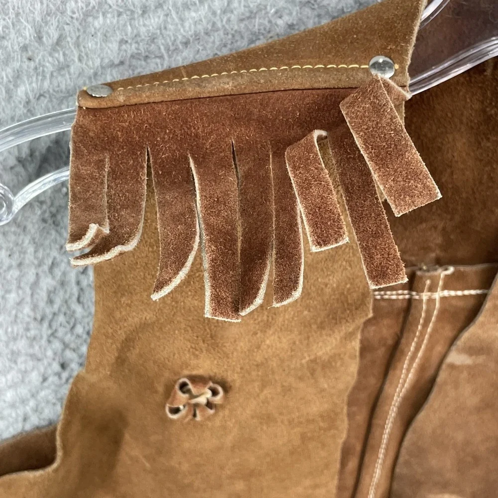 Artesanal Suede Leather Fringe Vest Youth 10-12 Rodeo Boho Western Cowboy 60's